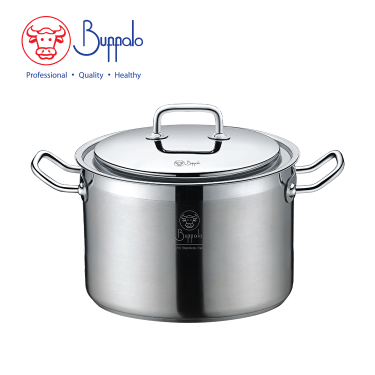 BUFFALO EXCITE 22X13CM/4.5L S/ST CAPSULATED BOTTOM STOCKPOT WITH S/ST LID
