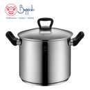 BUFFALO PREMIUM COOK I S/ST CAPSULED BOTTOM  HIGH STOCKPOT WITH GLASS LID (26X21CM/10.5L)(0.6MM)