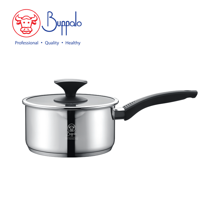 BUFFALO WISE COOK S/ST SAUCEPAN W/ SPOUT W/GLASS LID (18X9CM/1.7L)