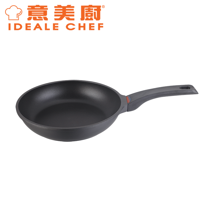意美廚鋼化鑄鋁黑色易潔28CM單柄煎鍋 (感溫手柄)