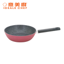 IDEALE CHEF FORGED ALUM NON-STICK ROUGH EFFECT 24X6.5CM DEEP FRYPAN (ICE RED)