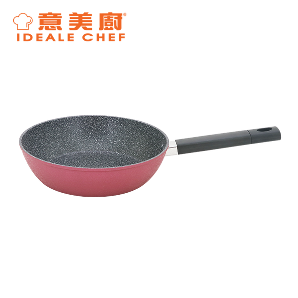 IDEALE CHEF FORGED ALUM NON-STICK ROUGH EFFECT 24X6.5CM DEEP FRYPAN (ICE RED)