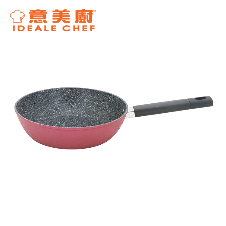 IDEALE CHEF FORGED ALUM NON-STICK ROUGH EFFECT 28X7.5CM DEEP FRYPAN (ICE RED)