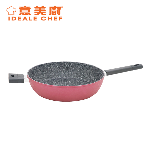 IDEALE CHEF FORGED ALUM NON-STICK ROUGH EFFECT 32X7.8CM DEEP FRYPAN (ICE RED)