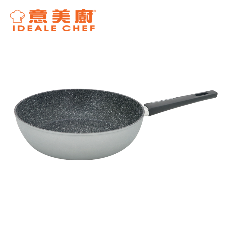 IDEALE CHEF FORGED ALUM NON-STICK ROUGH EFFECT 24X6.5CM DEEP FRYPAN (ICE SILVER)