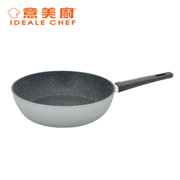 IDEALE CHEF FORGED ALUM NON-STICK ROUGH EFFECT 28X7.5CM DEEP FRYPAN (ICE SILVER)