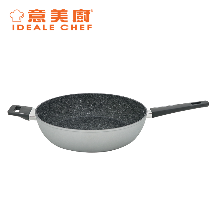 IDEALE CHEF FORGED ALUM NON-STICK ROUGH EFFECT 32X7.8CM DEEP FRYPAN (ICE SILVER)