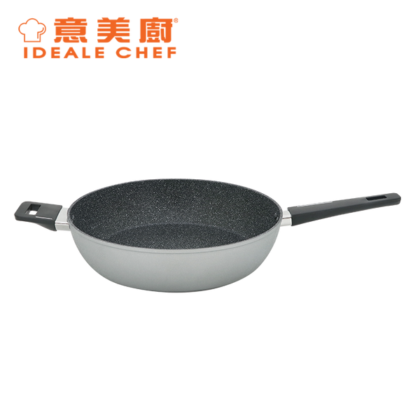IDEALE CHEF FORGED ALUM NON-STICK ROUGH EFFECT 32X7.8CM DEEP FRYPAN (ICE SILVER)