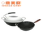 IDEALE CHEF NITRIDE CAST IRON 30CM SH FLAT BOTTOM FRY WOK W/SST, WD LID AND TURNER