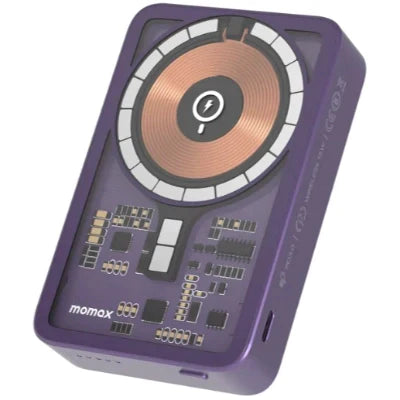 Momax Q.Mag Power 8 磁吸無線充流動電源連支架5000mAh (紫色) IP108U
