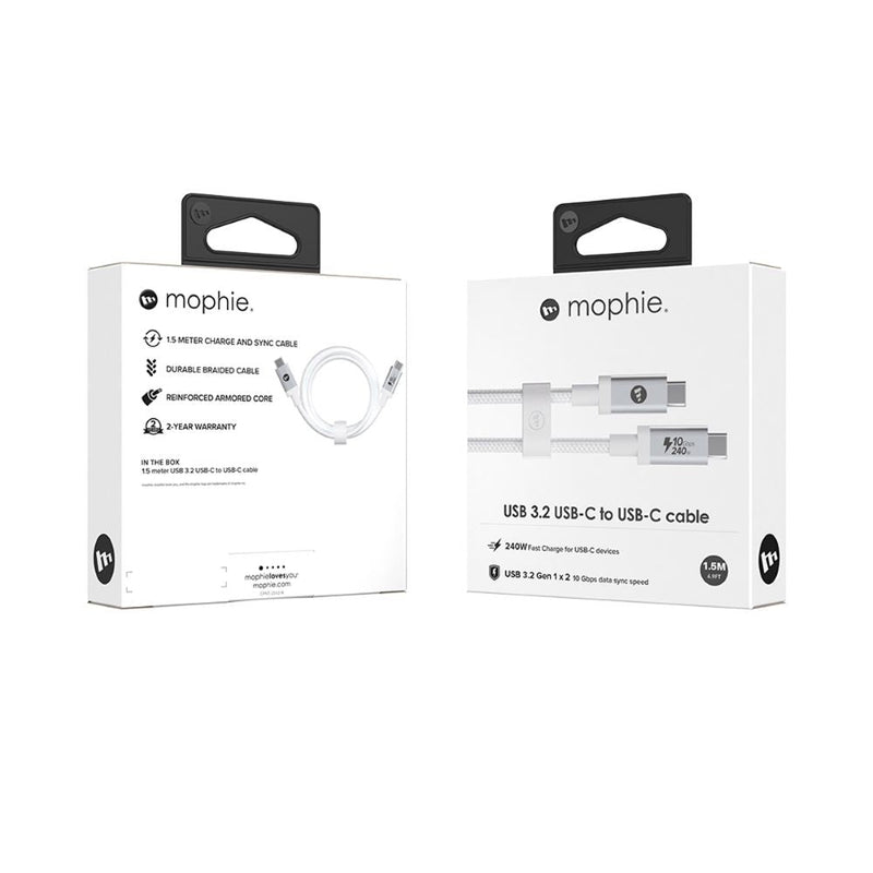 Mophie USB3.2 USB-C to USB-C Cable (240W/10Gbps)-1.5 M White MOP-409914135