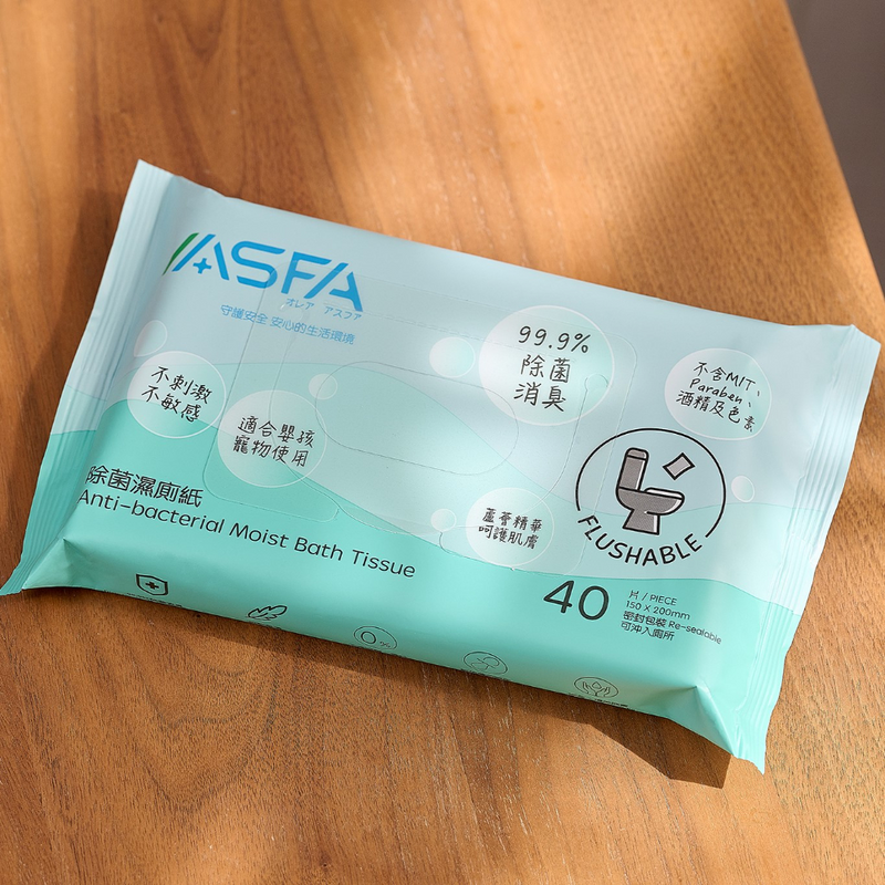 ASFA Anti-bacterial Flushable Toilet Wet Tissue(40 sheets) x 20packs