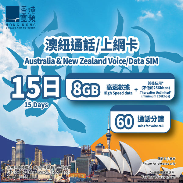 Australia & New Zealand 15-Day Voice/Data SIM Card